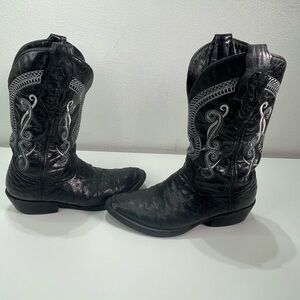 Jhonn Whaynee Forever Black Cowboy WesternBiker Exotic Leather  Boots 27.5 (8.5)